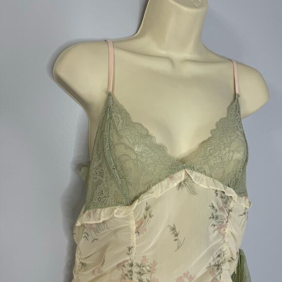 Rya Collection Andorra Floral Chemise Dress & Thong Set Ruched Sexy Lace Sheer L - Picture 3 of 13